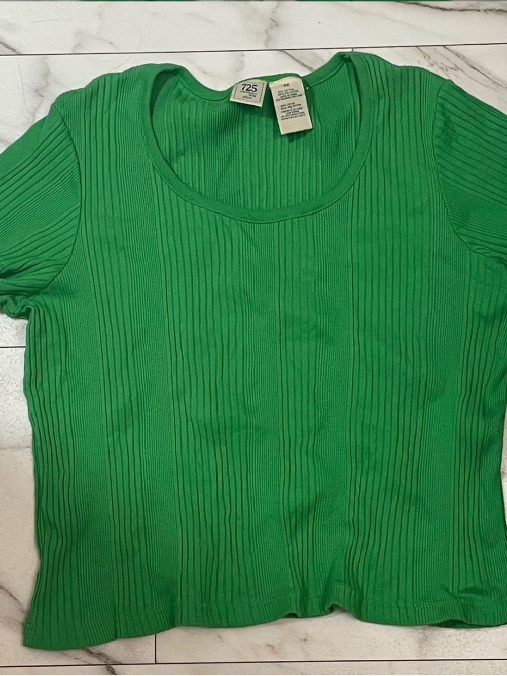 725 Originals Green Ribbed Crop Top